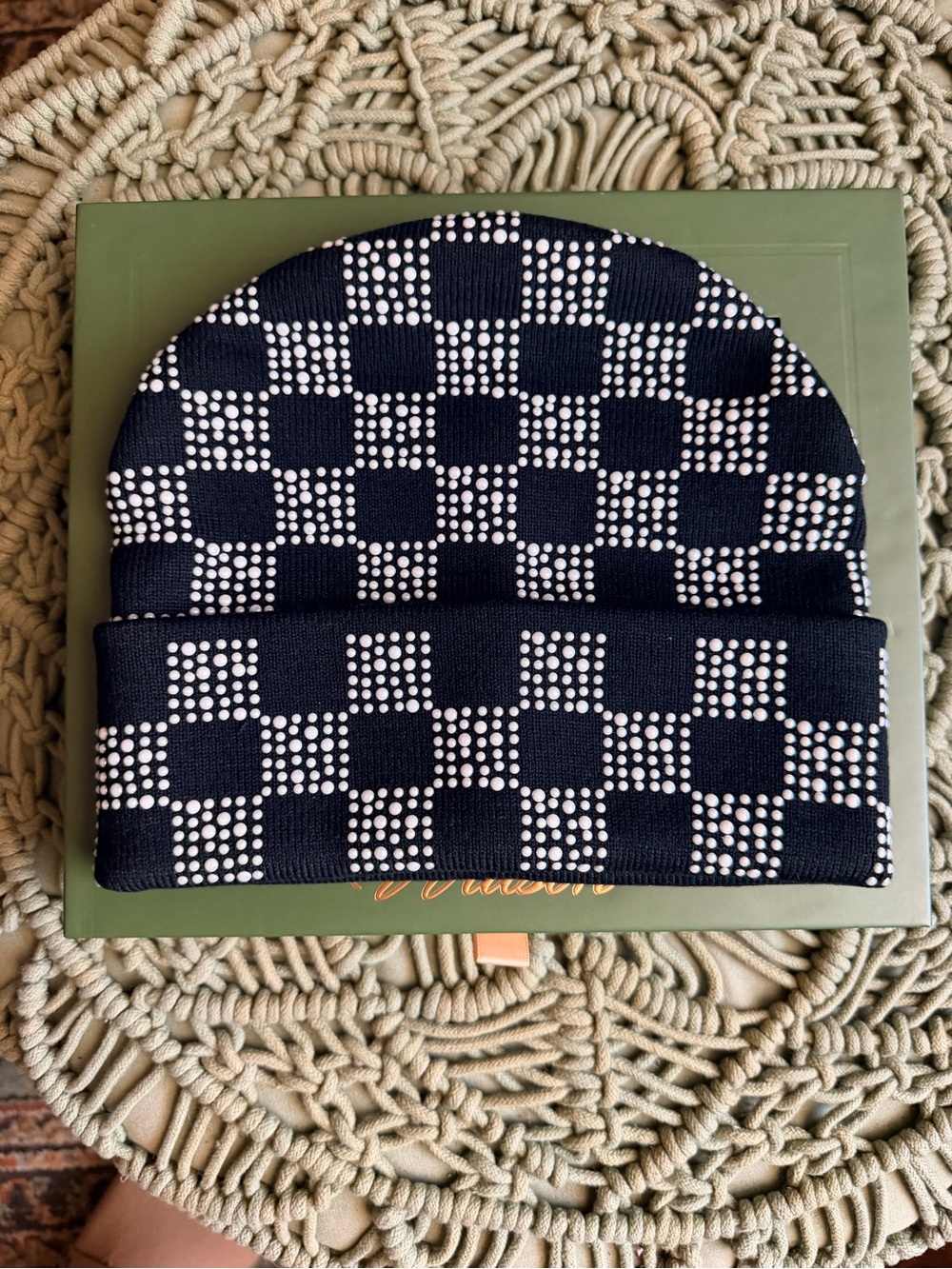 Watson Black & White Graphic Check Scarf